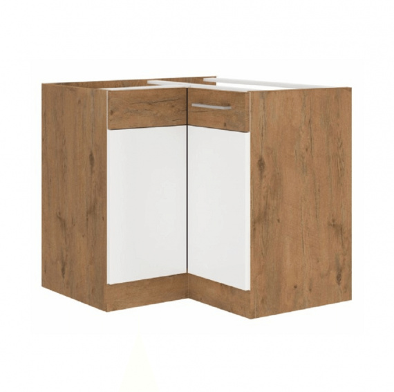 Spodní skříňka rohová, bílá extra vysoký lesk HG / dub lancelot, VEGA DN 1F BB