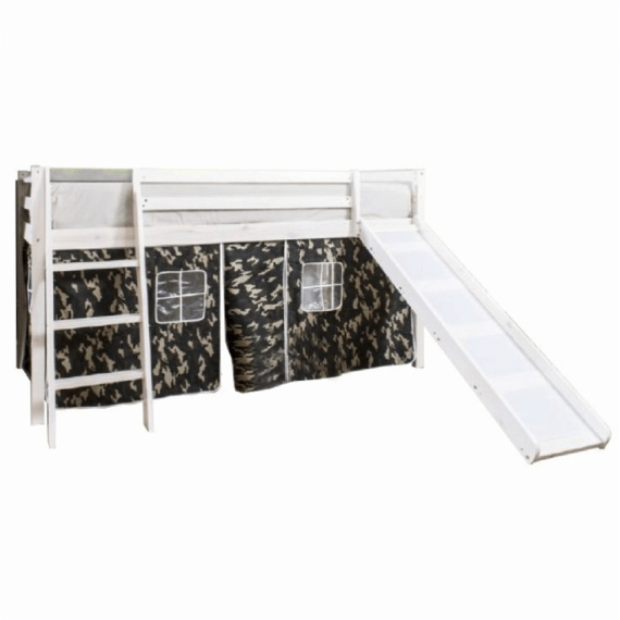 Dětská postel se skluzavkou, borovicové dřevo bílá, VERDI