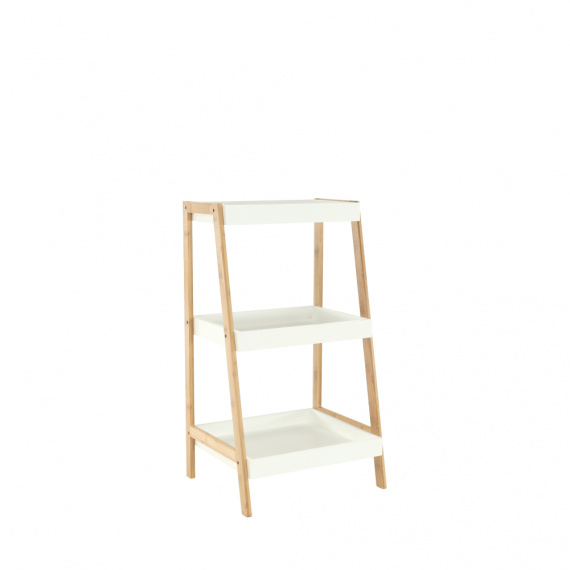Regál, bambus lakovaný / bílá, REGO 1