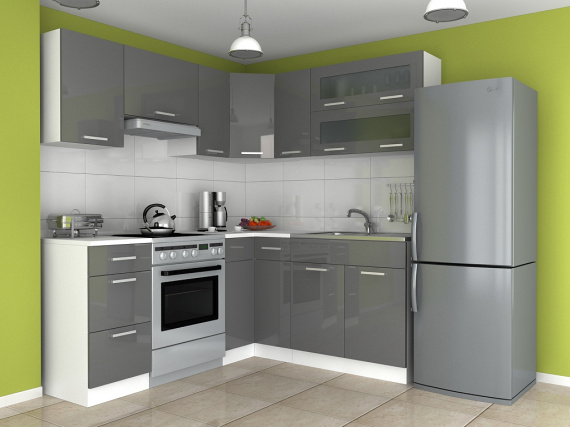 Rohová kuchyňská linka Tajsa popel LESK