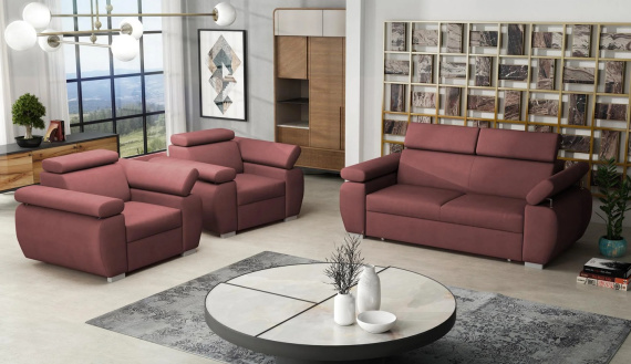 Sedací souprava Bodie 3+1+1 tmavě růžová