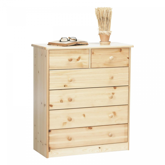 Komoda z masivu Mody 2+4S přírodní lak