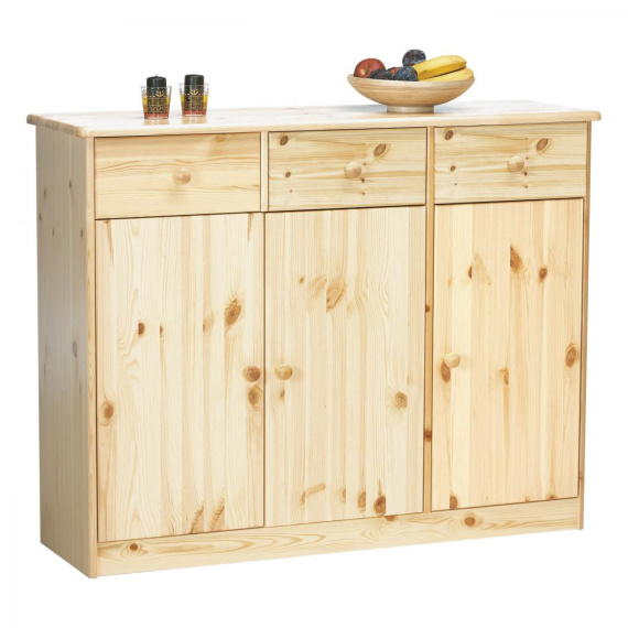 Komoda z masivu Mody 3D3S přírodní lak