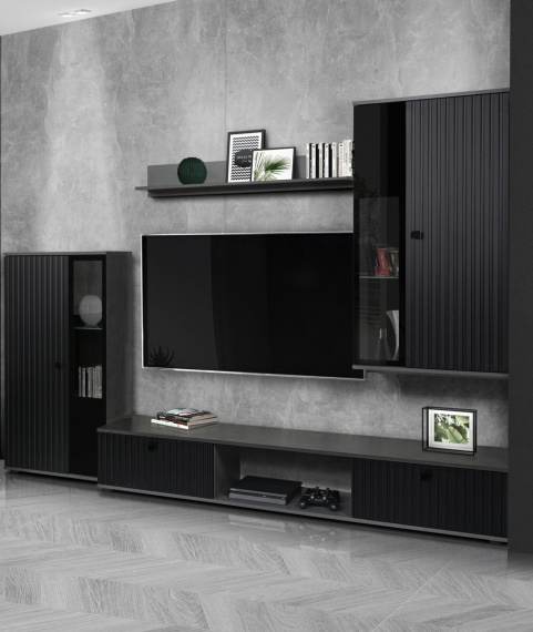Obývací stěna Silos černá/matera/melamina