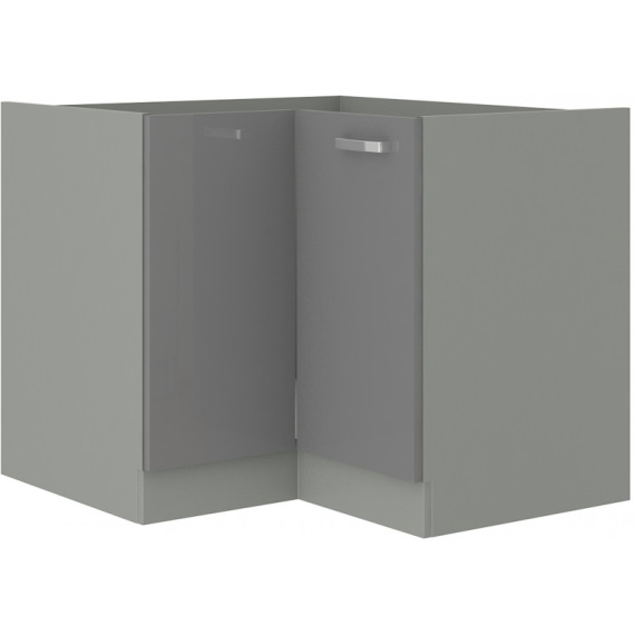 Rohová kuchyňská skříňka Garid 89x89 DN 1F BB šedý lesk/šedá