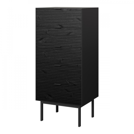 Komoda Sean 5S černá/masiv černá
