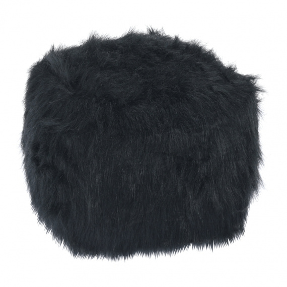 Taburetka, umělá kožešina černá, AZENE