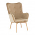 Křeslo s taburetem, béžová / buk, LAGER NEW