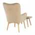 Křeslo s taburetem, béžová / buk, LAGER NEW