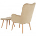 Křeslo s taburetem, béžová / buk, LAGER NEW