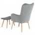Křeslo s taburetem, šedá / buk, LAGER NEW