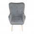 Křeslo s taburetem, šedá / buk, LAGER NEW