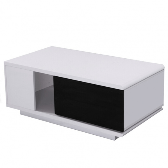 Konfferenční stolek, bílá / černá HG, DEMBA NEW