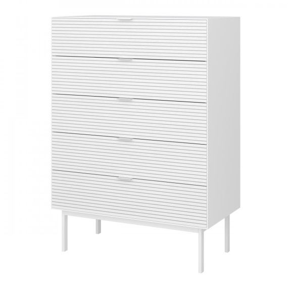 Komoda Sean 5S široká bílá/masiv bílá
