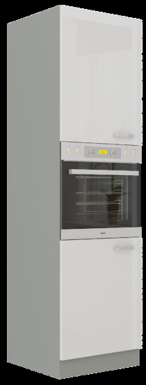 Kuchyňská skříň Bolzano 60 DP 210 2F bílý lesk/šedá