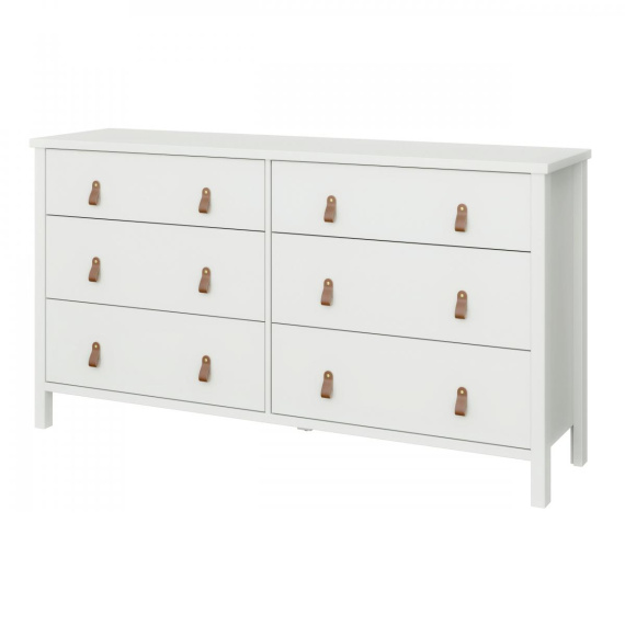 Komoda Tuan 6S bílá/kožené úchytky