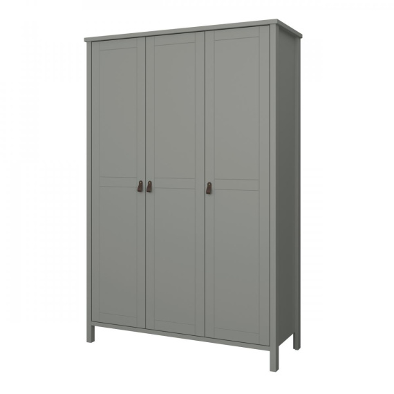 Šatní skříň Tuan 3D šedá/kožené úchytky