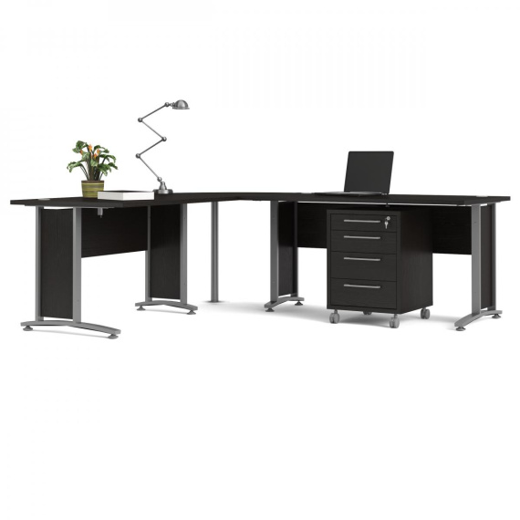 Rohový psací stůl Office 80400/304 černá/silver grey