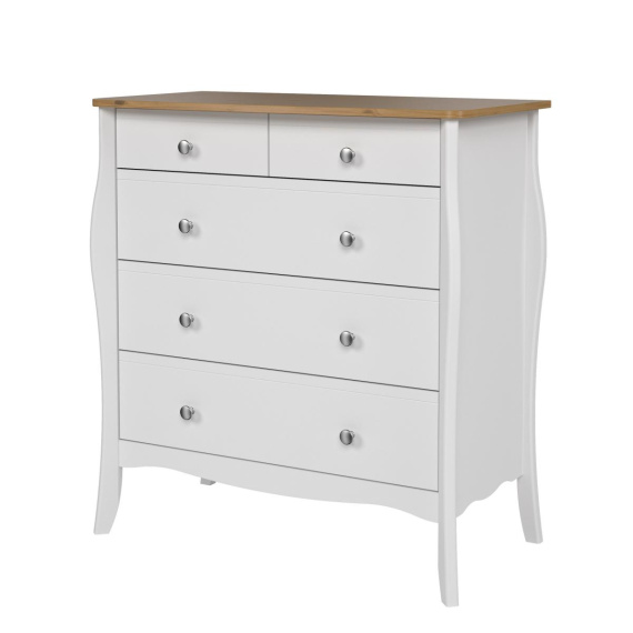 Komoda Baroneta 2+3S bílý mat/borovice