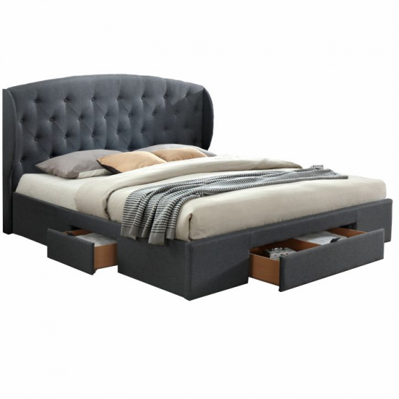 Manželská postel, látka šedá, 180x200, OLINA NEW