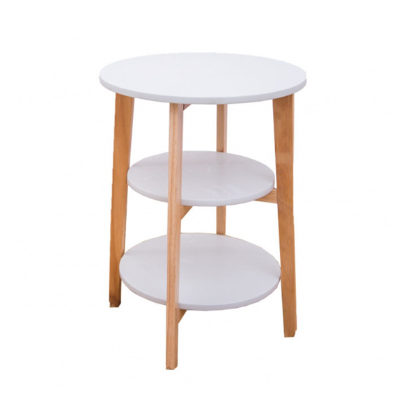 Příruční stolek, bílá/přírodní, KASE