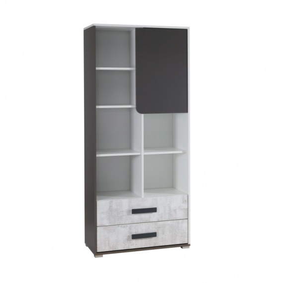 Kombinovaná skříň, bílá/šedý grafit/enigma, MATEL