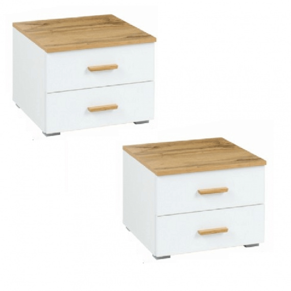 Noční stolek (2ks), dub wotan/bílá, VODENA