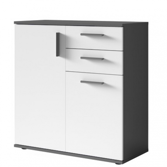 Komoda, tmavě šedá-grafit/bílá, METRIS TYP 3