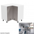 Spodní rohová skříňka, bílá / šedá extra vysoký lesk, AURORA D90N