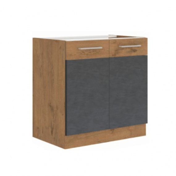Dřezová skříňka, šedá matná / dub lancelot, VEGA 80 ZL 2F BB
