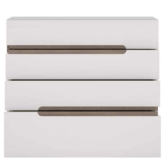 Komoda, bílá extra vysoký lesk HG / dub sonoma tmavý truflový, LYNATET TYP 44