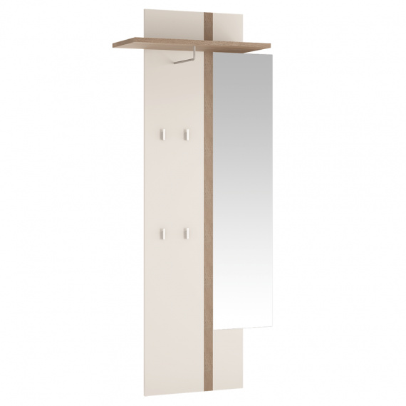 Věšákový panel se zrcadlem, bíla,, LYNATET TYP 115