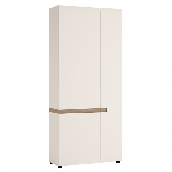 Skříň, bílá extra vysoký lesk HG / dub sonoma tmavý truflový, LYNATET TYP 25