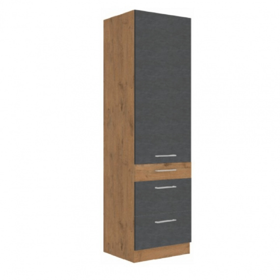 Vysoká skříňka, dub lancelot / šedá matná, VEGA 60 DKS-210 3S 1F