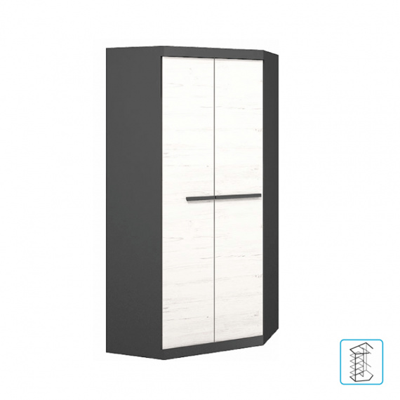 Rohová skříň, sosna andersen / šedá grafit, BEVERLY