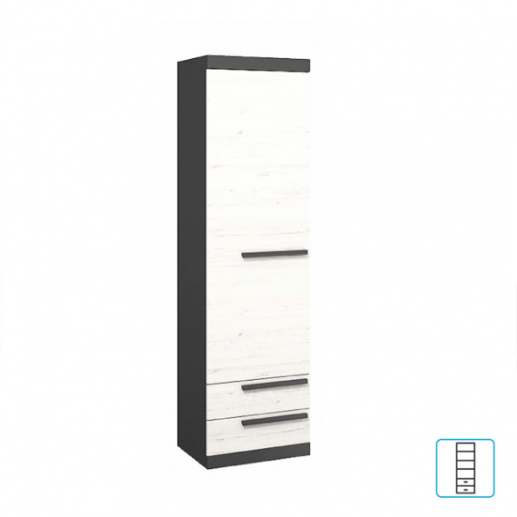 Policová skříň, sosna andersen / šedá grafit, BEVERLY