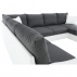 Sedací souprava ve tvare U, bílá / šedá, pravá, OREGON VELKÝ ROH