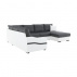Sedací souprava ve tvare U, bílá / šedá, pravá, OREGON VELKÝ ROH