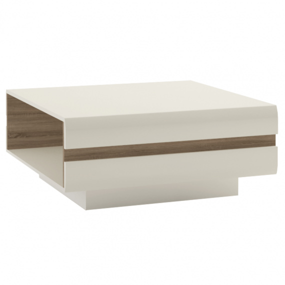 Konferenční stolek, bílá extra vysoký lesk HG / dub sonoma tmavý truflový, LYNATET TYP 70