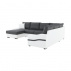 Sedací souprava ve tvare U, bílá / šedá, levá, OREGON VELKÝ ROH