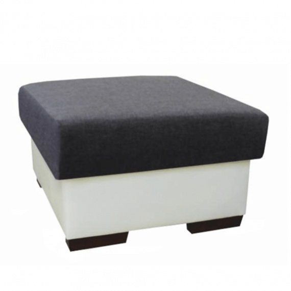 Taburet, ekokůže bílá / látka šedá, OREGON