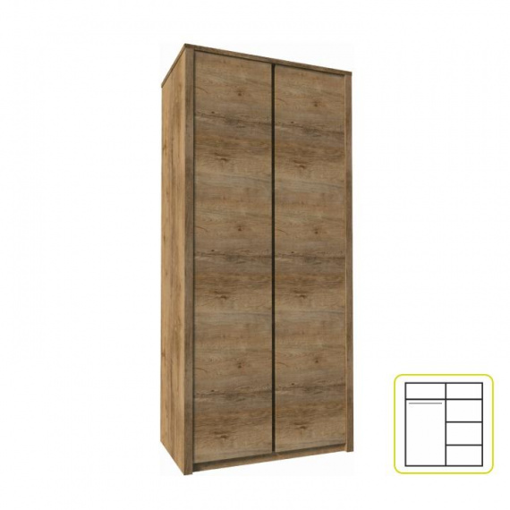 Skříň dvoudveřová, dub lefkas tmavý, MONTANA S2D