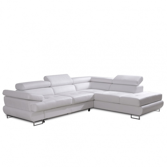 Sedací souprava, ekokůže bílá, pravá, BUTON P