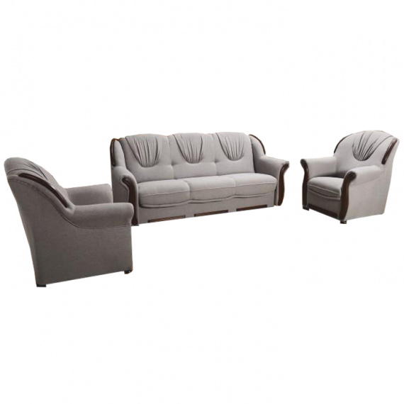 Sedací sestava 3 + 1 + 1, látka šedá / wenge, METY