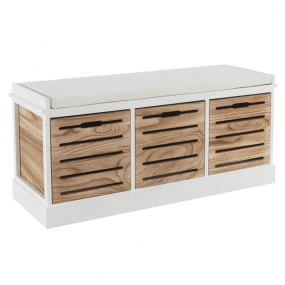 Lavice s třemi šuplíky, bílá / medová, TEDRA