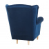 Křeslo ušák, s taburetem, látka modrá, ASTRID