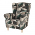 Křeslo ušák, látka hnědozelená vzor, CHARLOT