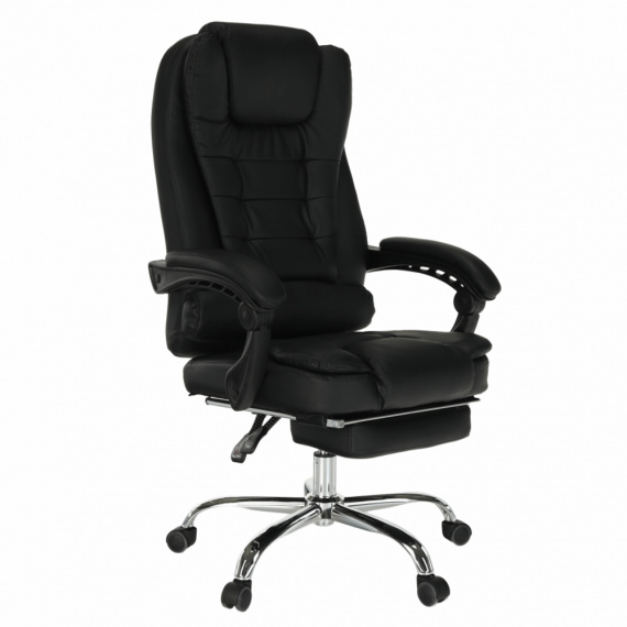 Kancelářské křeslo, výsuvná podnož, černá, TICHON NEW