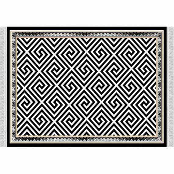 Koberec, černo-bílý vzor, 80x150, MOTIVE