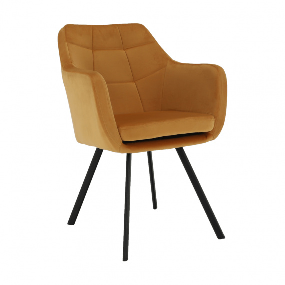 Křeslo, látka samet hořčicová / černá, Zeron